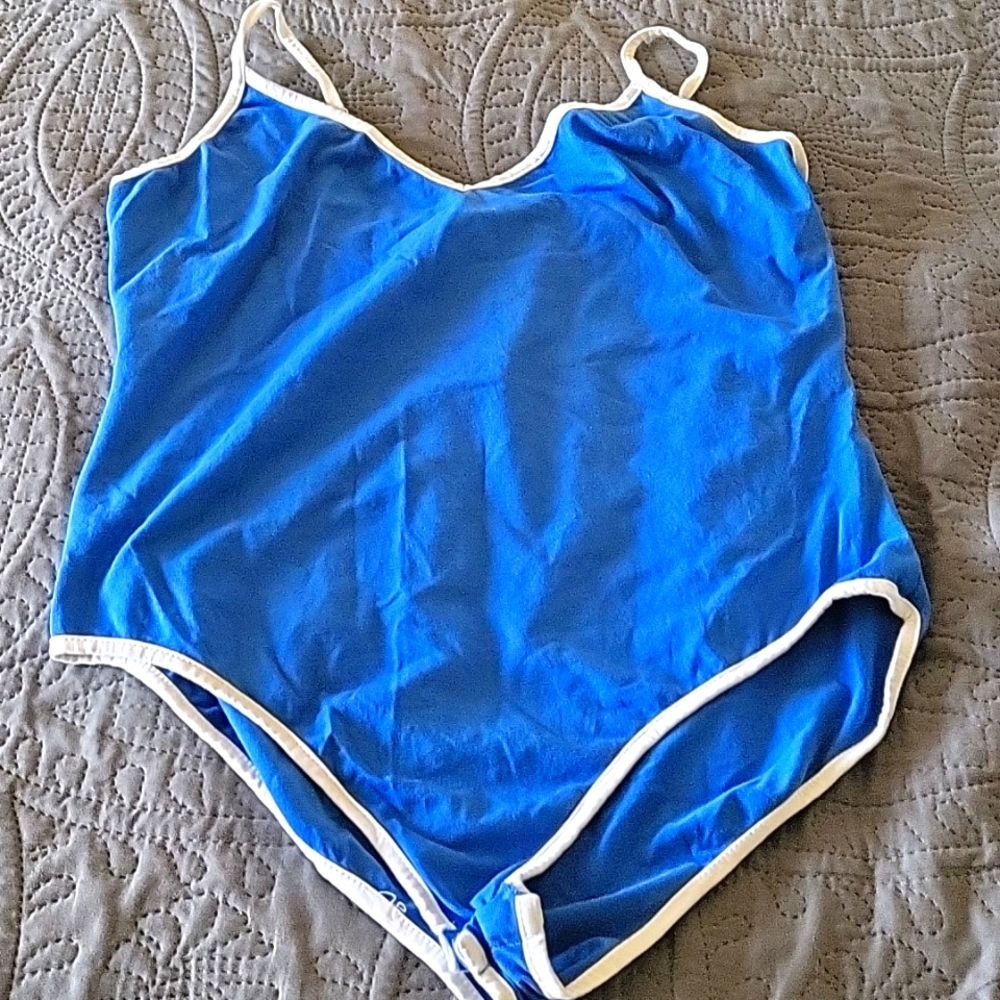 Blue stretch body suit